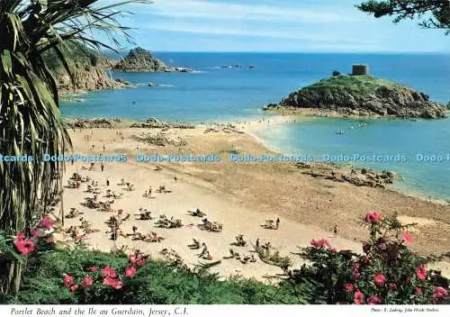 D237313 C I Jersey Portlet Beach and the Ile au Guerdain John Hinde E Ludwig