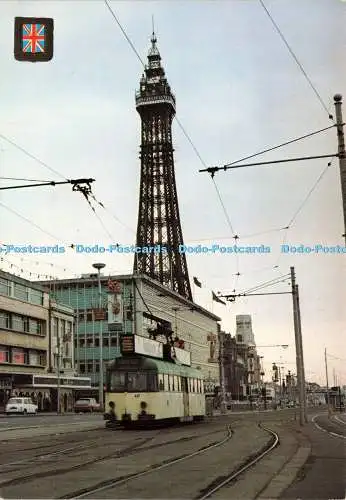 D235082 Blackpool Tower und Straßenbahn Fisa Postales Escudo De Oro