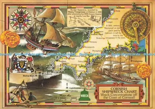 D239669 Cornish Shipwreck Chart Wrack Concentractions off the Coast of Cornwall