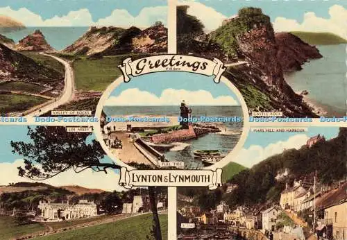 D230452 Grüße von Lynton und Lynmouth Full Tide Lee Abbey Harvey Barton und