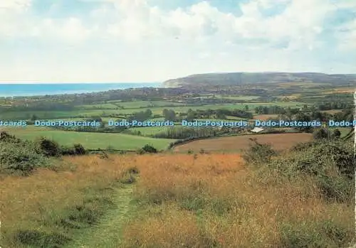 D239731 Isle of Wight Brading Down mit Blick über Sandown in Richtung Shanklin und t