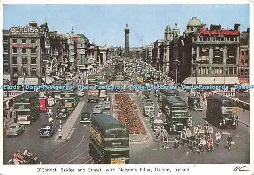 D230591 Irland Dublin O Connell Brücke und Straße mit Nelson Säule P C Farbe