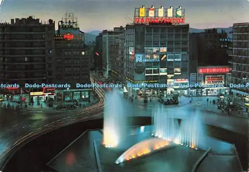 D239804 Athen Der Omonia-Platz bei Nacht 1973