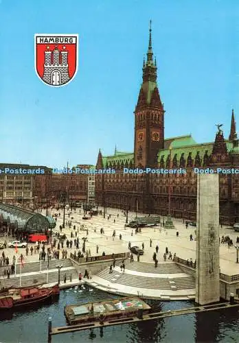 D237535 Hamburger Rathaus und Rathausplatz nach Umbau des Platzes Kruge