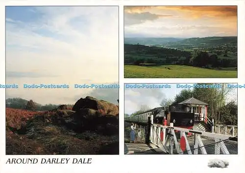 D230791 Um Darley Dale Morgennebel von Stanton Moor Darley Dale von oben