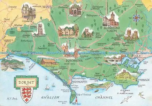 D230836 Dorset Map J Salmon Ltd Aquarell M F Peck 2007