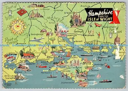 D316283 Karten. Hampshire. Isle of Wight. Newcolor. E. T. W. Dennis. Scarborough