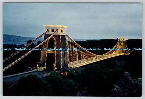 D320998 Die Clifton-Hängebrücke bei Nacht. J. Arthur Dixon. Newport. I.W.