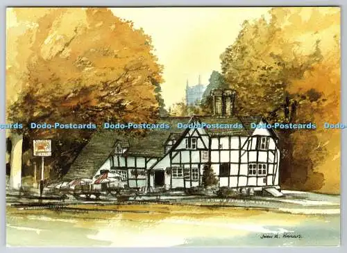 D316663 Inkberrow. Worcestershire. Aquarell von John Harris. Postkarte