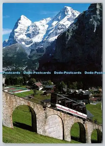 D321092 Schweiz. Murren mit Allmendhubelbahn. Beatice Gertsch. Nr. 75. Postc