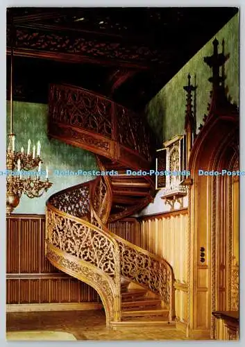 D321173 Lednice. Schloss. Decke und Treppe der Bibliothek geschnitzt. Dalibor Kusak. Ti