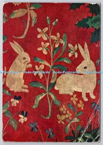 D321340 Paris. Cluny Museum. Zwei Kaninchen. Französische Wandteppiche La Dame aus dem 15. Jahrhundert