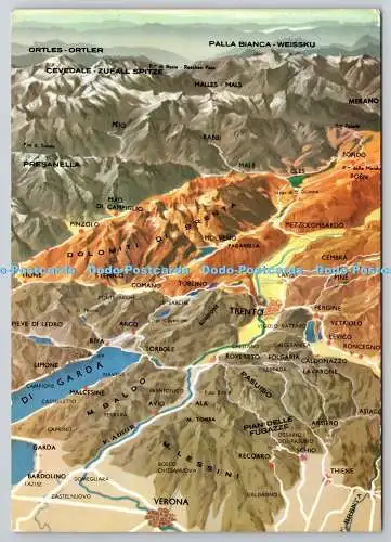 D321683 Karte. Prospettiva aerea delle Dolomiti. Stralcio del bozzetto del Berann