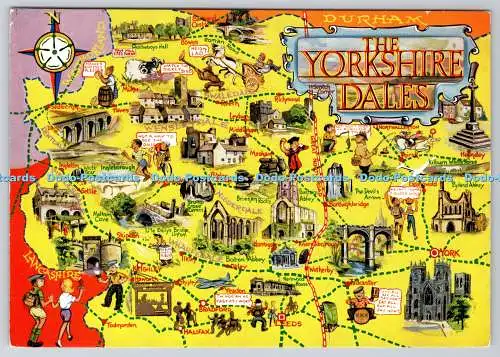 D321761 Karte. England. The Yorkshire Dales. Lilywhite. Brighouse. Postkarte