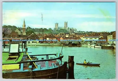 D321824 Lincoln Cathedral von Brayford Water. Fotopräzision. St. Ives. PM. Su