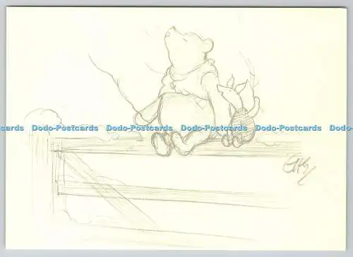 D324275 Ernest Howard Shepard. Puh und Ferkel auf einem Tor. Skizze zur Veranschaulichung