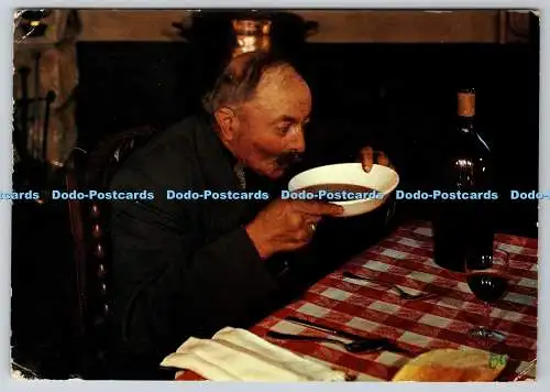 D324377 Apres sa soupe un brave cultateur fait Chabrot ou Cabrol. Vin Rouge da