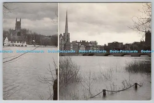 D324859 Worcester. Kathedrale. Fluss Severn. Sue Nash. JV Postkarten. Multi View