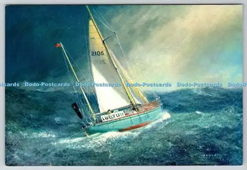 D328651 The Lone Sailor. Laurence Bagley. Alec Rose in seiner Yacht Lively Lady whi