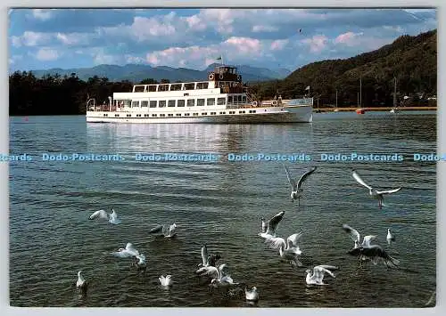 D325335 Windermere Dampfgarer türkis nähert sich Waterhead in der Nähe von Ambleside. Tom Wright