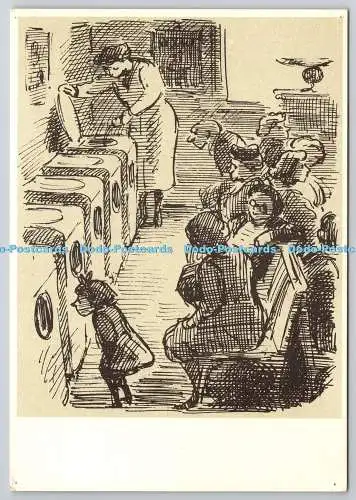 D326301 Museum of London. 1962 im Waschsalon. Zeichnung von Edward Ardizzone. V