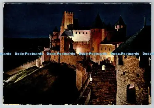 D334301 Cite de Carcassonne. Aude. Vue de Nuit Sur le Chateau Comtal Dominant la