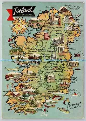 D326304 Karte. Irland. Die Smaragdinsel. E. T. W. Dennis. Scarborough. Neue Farbe.