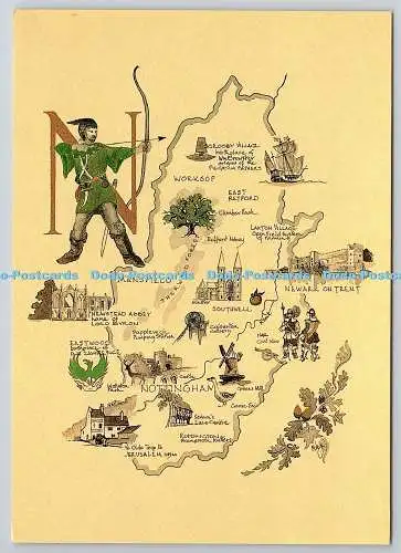 D326308 Karte. Robin Hood Country. P.V. Designs. E. T. W. Dennis. Scarborough. Jo
