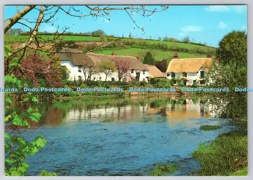 D334316 Cottages and the River Exe at Bickleigh Vale. J. Salmon. Sevenoaks. Kent