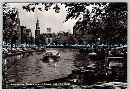 D331550 Amsterdam. Bloemenmarkt Singel Met Munttoren. Van Leer. RP