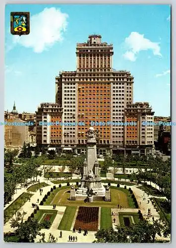 D325550 Madrid. Spanien Platz. Denkmal von Cervantes. Dominguez. Escudo de Oro. FISA