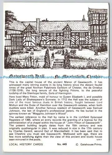 D325665 Cheshire bei Macclesfield. Gawsworth Hall. Torhausdrucke. Local Hist