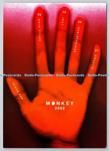 D326547 Monkey 2002. Leertaste. Fettgedruckte Titel. Text. Unterüberschriften und Credits. Boo