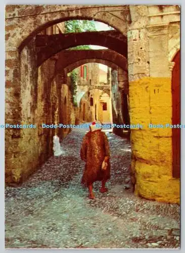 D329160 Griechenland. Rodos. Straße in der mittelalterlichen Stadt. K. Beveratus. Athen. Postca