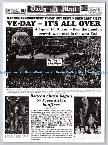 D326613 Tagespost Deckblatt Di 8. Mai 1945. Ve Day. Es ist alles vorbei. Queen Eliz
