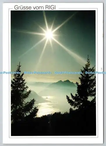 D326615 Schweiz. Grusse vom Rigi. Sonnenstern uber dem Vierwaldstattersee Pi
