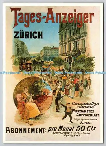 D329189 Zürich. Historisches Plakat Tages Anzeiger vor 1900. Biregg Verlag AG. L