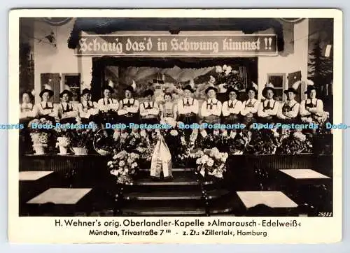 D334619 Hamburg. H. Wehner Orig. Oberlandler Kapelle. Almarausch Edelweiß. Gebr