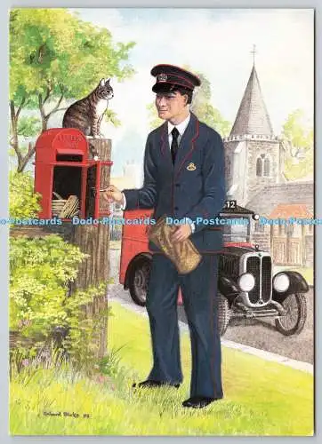 D325814 Postbote leert einen Landlampenbriefkasten 1936. Richard Blake. National Po