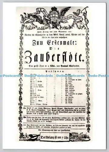 D325909 Wien. Moazrt Erinnerungsraum. Theaterzettel der Erstaufführung von Moz