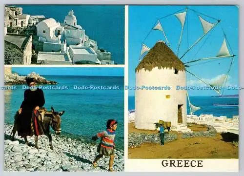 D326846 Griechenland. Santorini. Oia Windmühle. Postkarte. Multi View