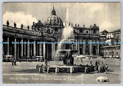 D332060 Citta Del Vaticano. Piazza S. Pietro e Fontana del Bernini. Stich Grafico