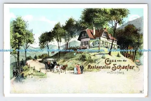 D3344847 Gruss Von der Restauration Schaefer am Hirschberg. W. Redeligx. C. F. Na