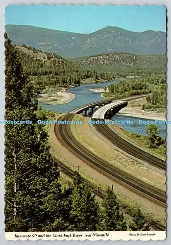 D329426 Interstate 90 und der Clark Fork River in der Nähe von Ninemile. Dan Muster Postwagen
