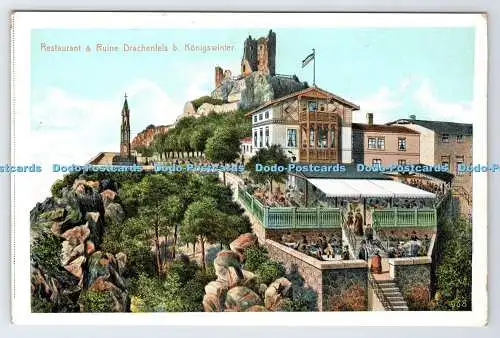 D334848 Gaststätte und Ruine Drachenfels b. Königswinter. C. F. Nagel. Köln a.R