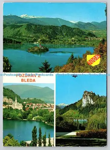 D326066 Pozdrav z Bleda. Z. Vidmar. M. Gorjanc. Fotolik Celje. um 1714. 1988. Pos