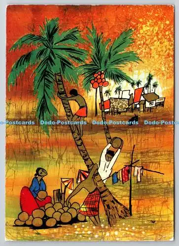 D329471 Batikmalerei. S. Abdul Majed. Krüger. 1980. Postkarte