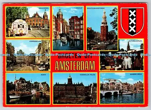 D326935 Groeten uit Amsterdam. Deaaiorgel. Kolkje. Montelbaanstoren. Waterloople