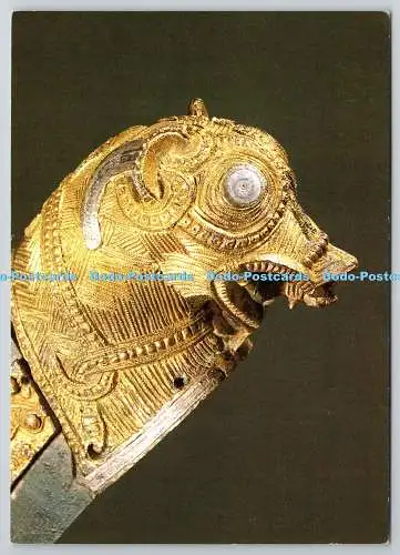D329557 Dänisches Nationalmuseum. Terminal aus vergoldeter Bronze der Wikingerzeit. Brit