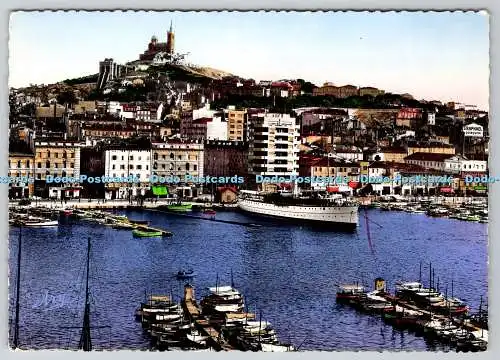 D332224 Marseille. Le Port et Notre Dame de la Garde. Verspätet. RP